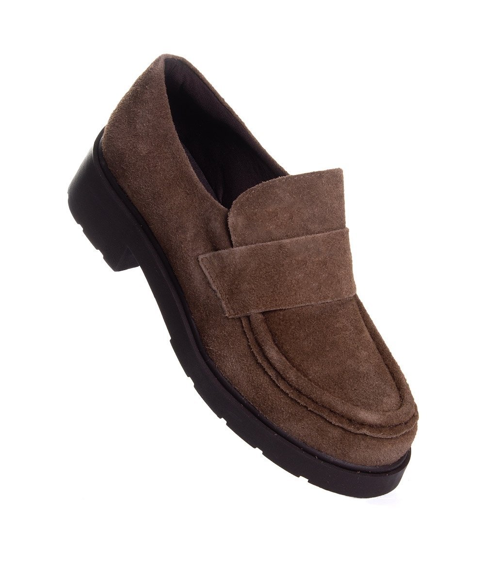 Mocassim Feminino Pixolé Salto Médio Couro Cafe Marrom 2