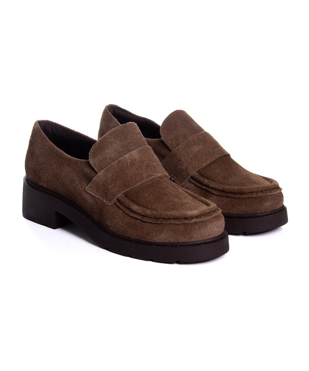 Mocassim Feminino Pixolé Salto Médio Couro Cafe Marrom 3