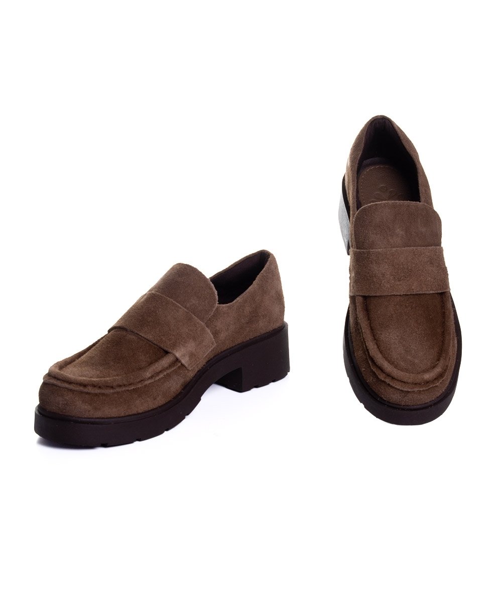 Mocassim Feminino Pixolé Salto Médio Couro Cafe Marrom 4