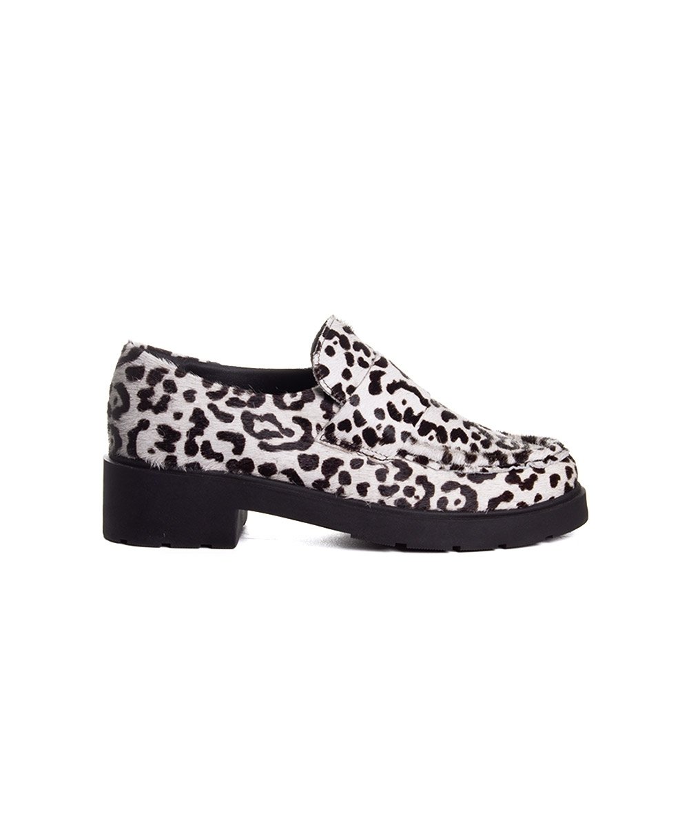 Mocassim Feminino Pixolé Salto Médio Couro Branco/Preto