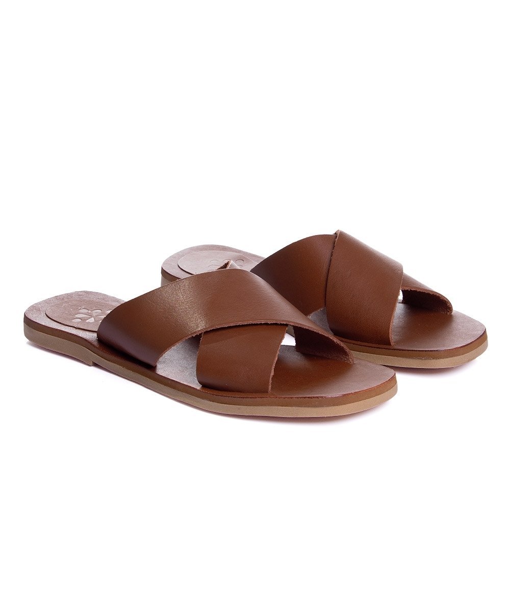 Tamanco Rasteira Pixolé Tiras Couro Whisky Marrom 3