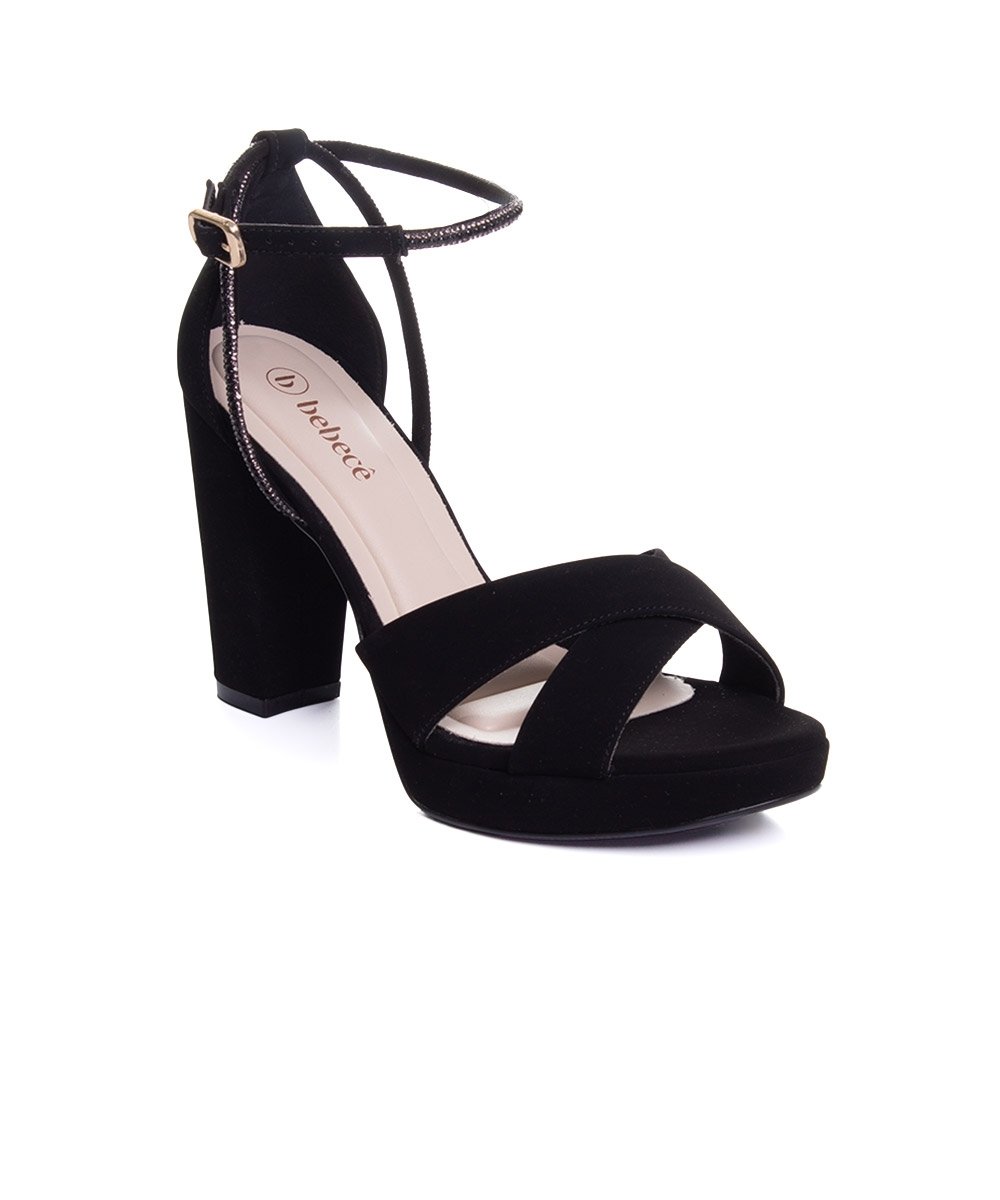 Sandália Meia Pata Bebecê Salto Alto Preto Preto 2