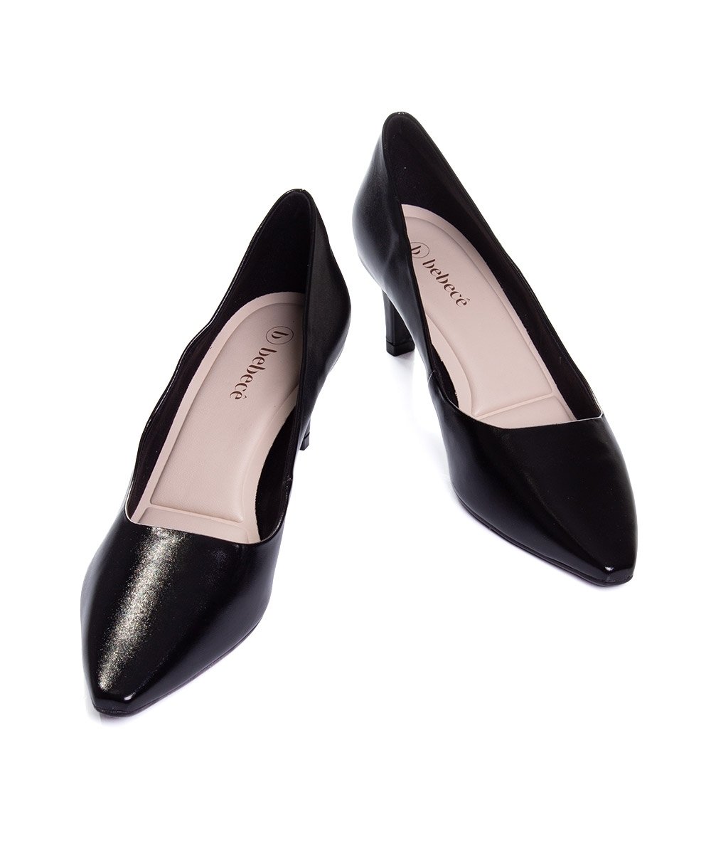 Sapato Scarpin Bebecê Salto Baixo Preto Preto 4