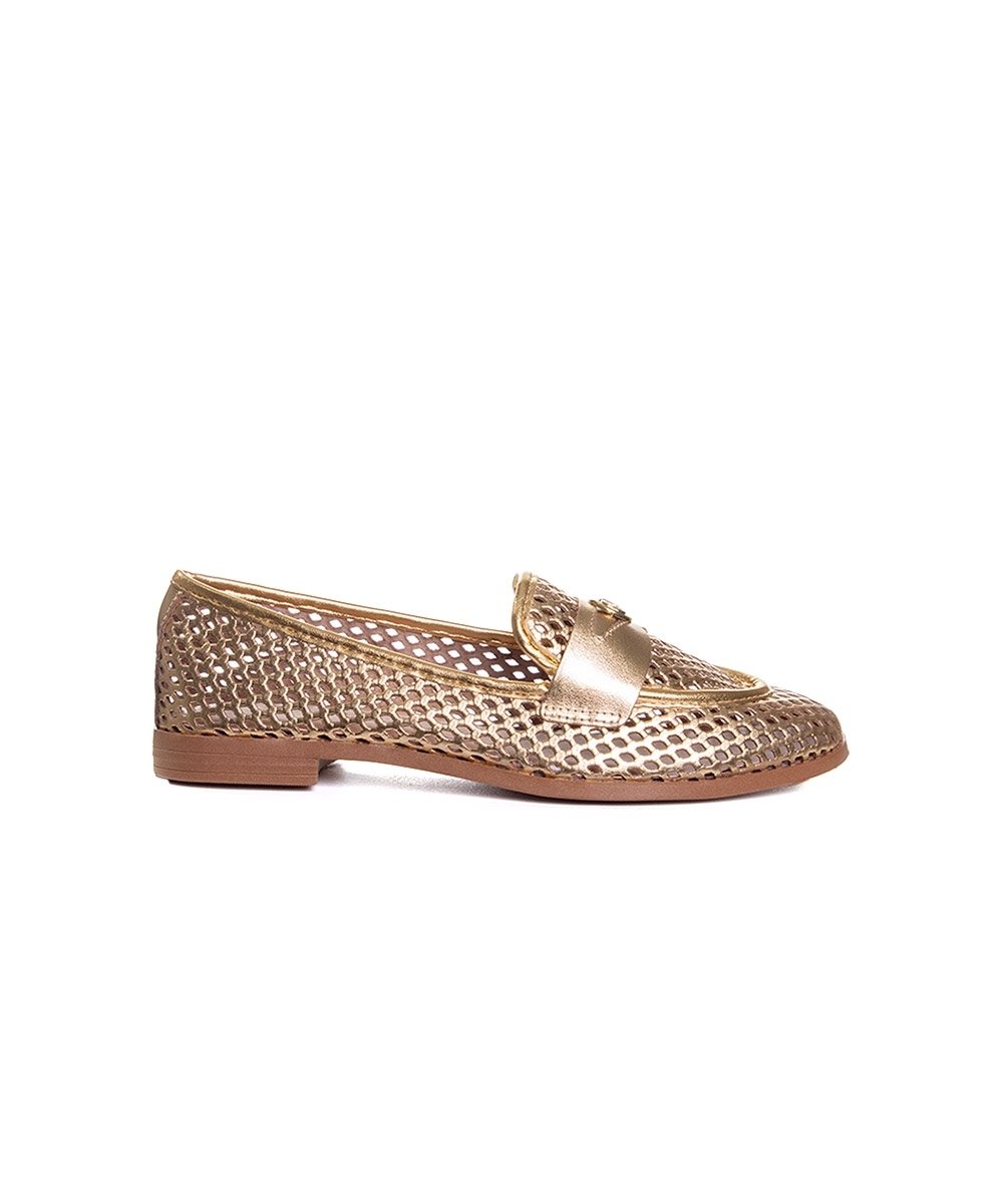 Mocassim Feminino Giulia Domna Couro Dourado Dourado 2