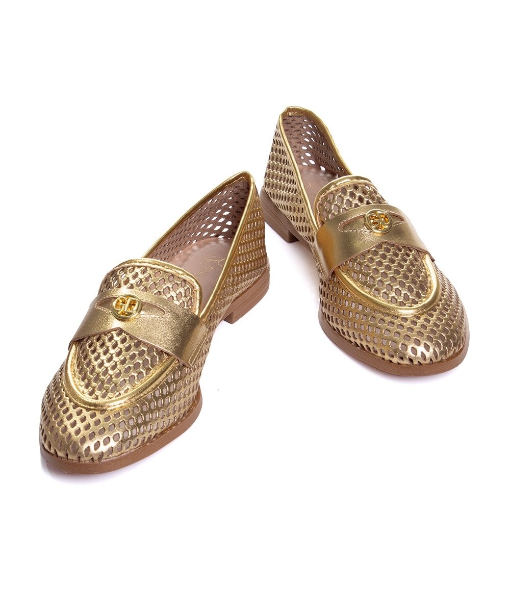 Mocassim Feminino Giulia Domna Couro Dourado Dourado 5