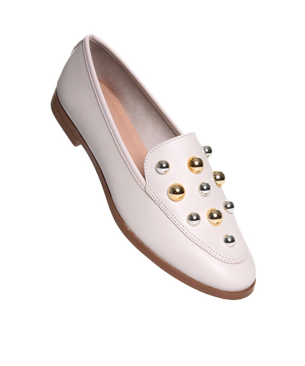 Mocassim Feminino Giulia Domna Couro Off White White 2