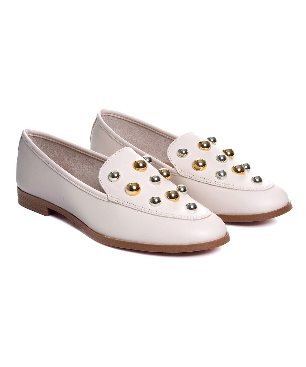 Mocassim Feminino Giulia Domna Couro Off White White 3