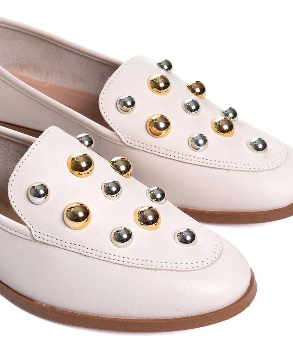 Mocassim Feminino Giulia Domna Couro Off White White 4