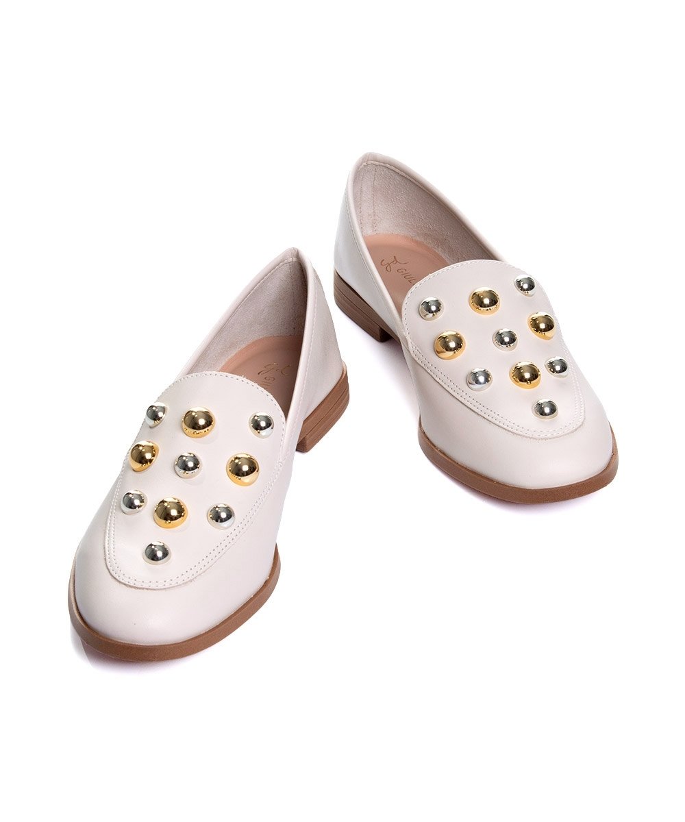 Mocassim Feminino Giulia Domna Couro Off White White 5