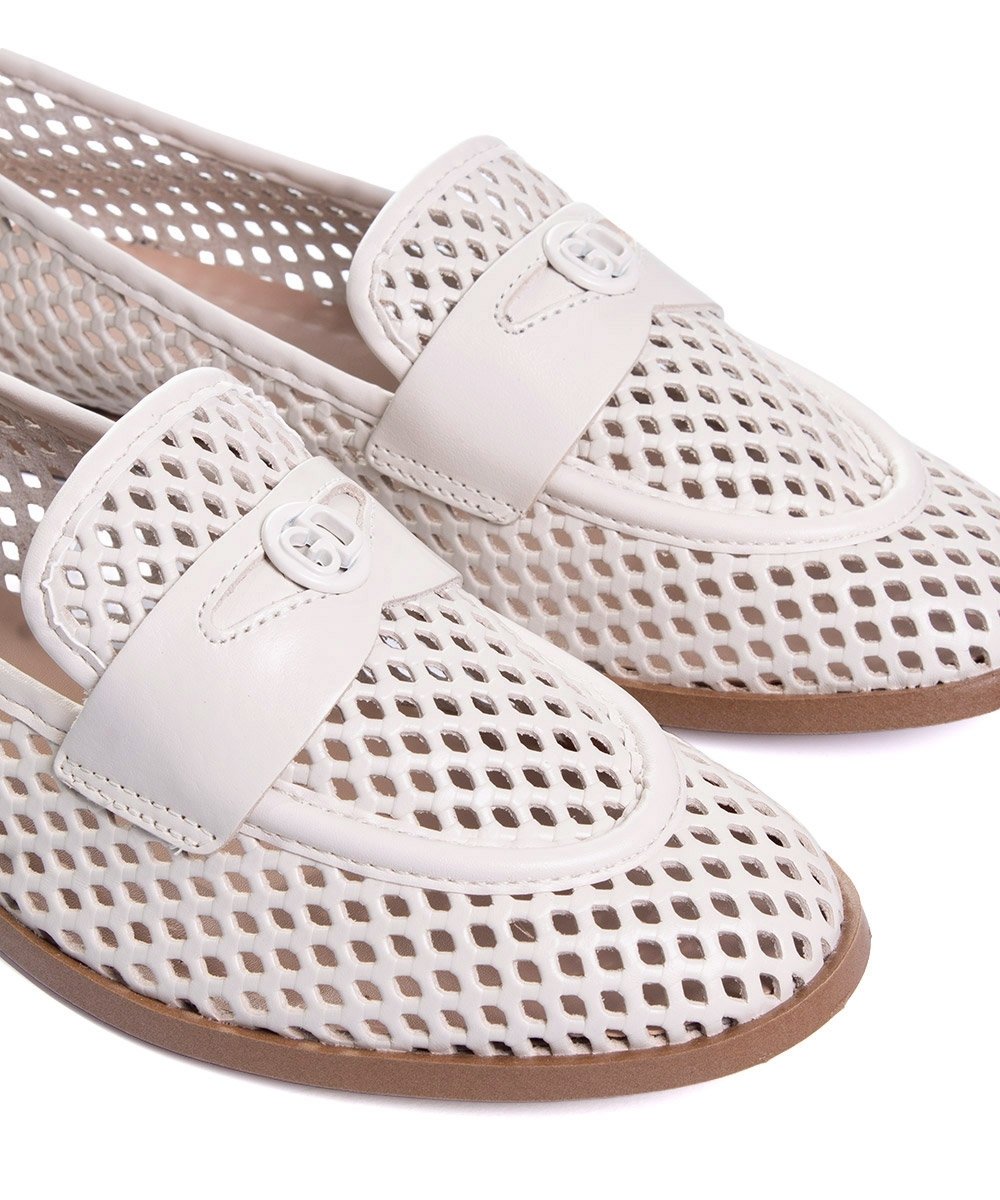 Mocassim Feminino Giulia Domna Couro Off White White 4
