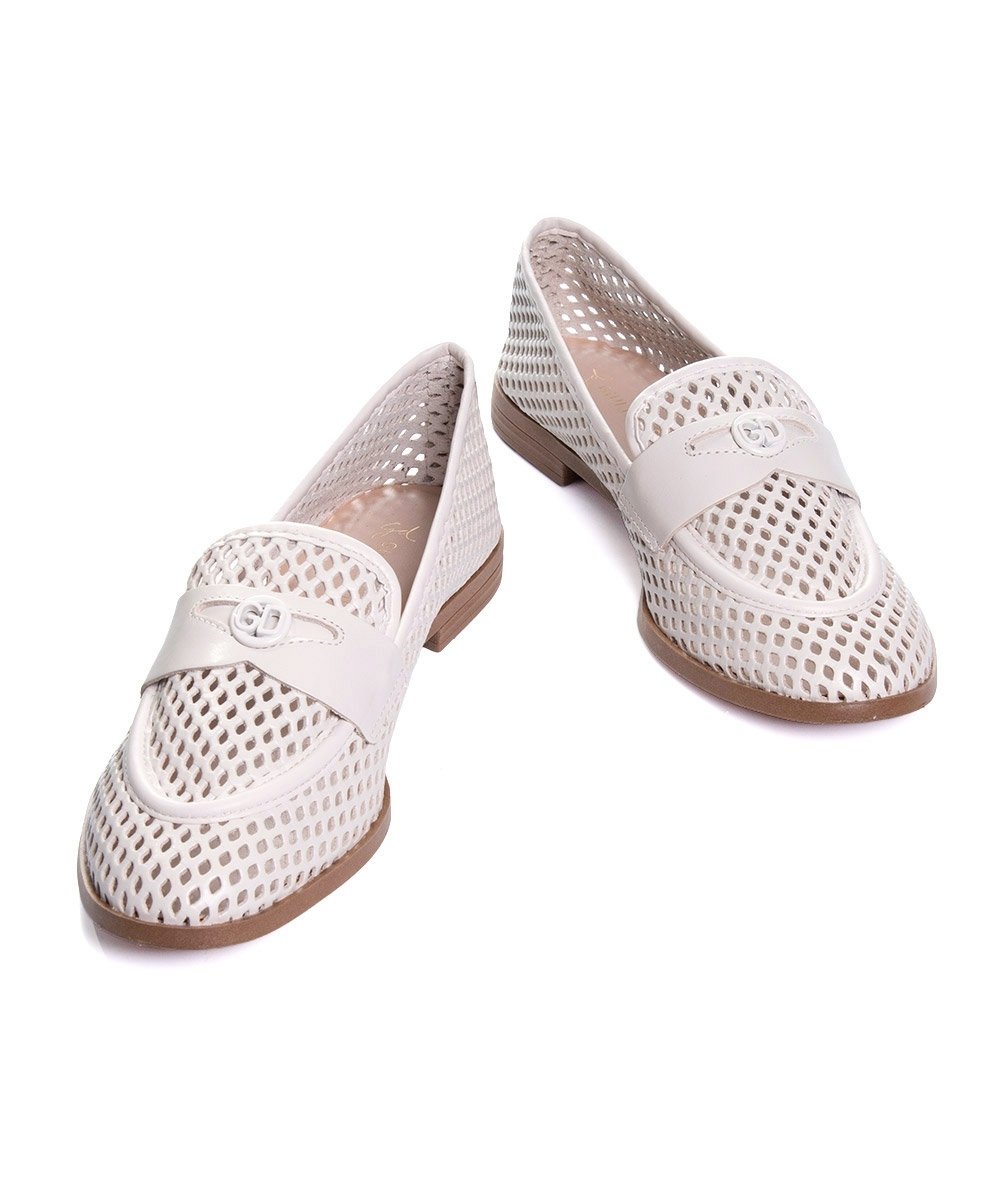 Mocassim Feminino Giulia Domna Couro Off White White 5