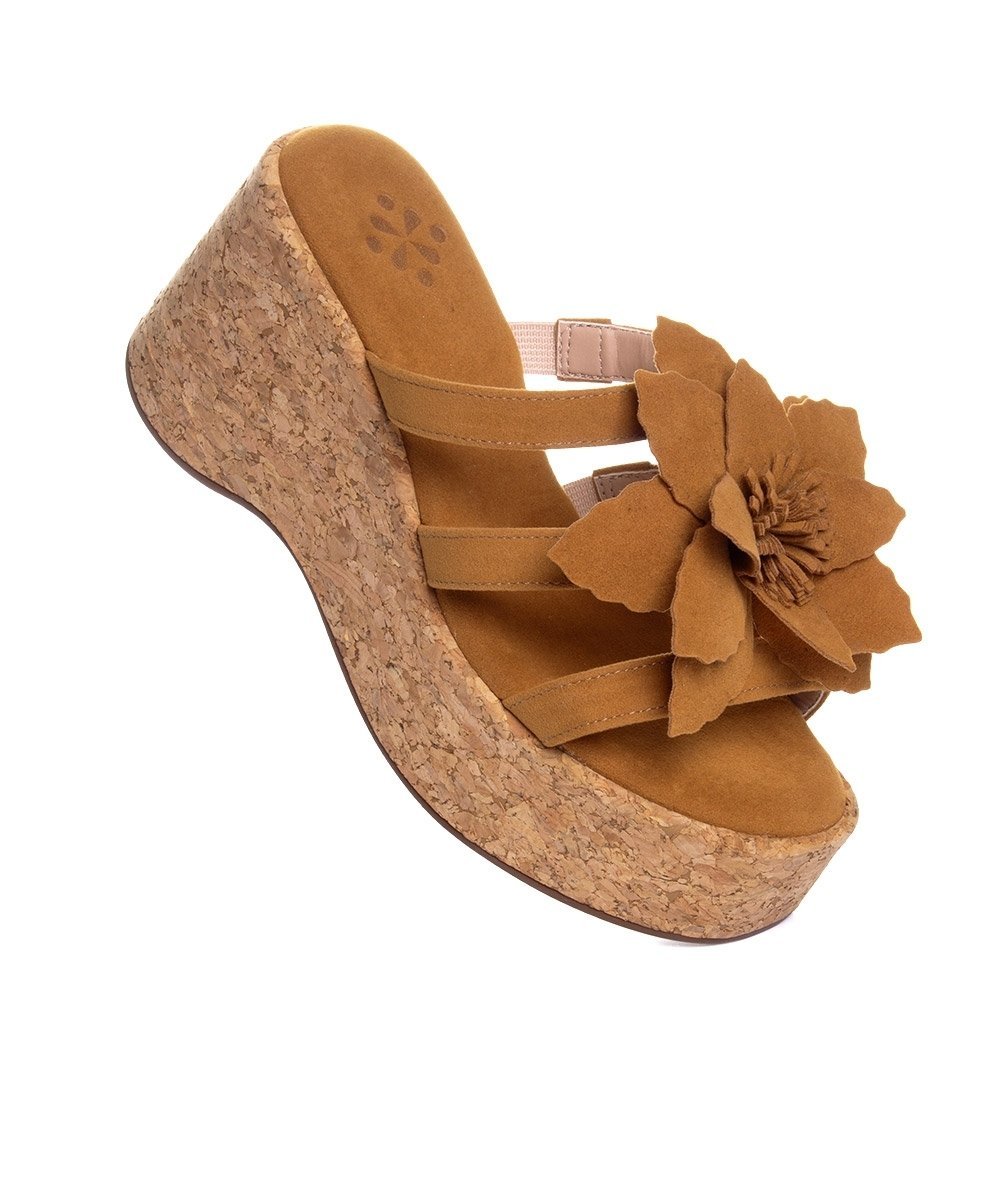 Tamanco Pixolé Anabela Flor Whisky Marrom 2