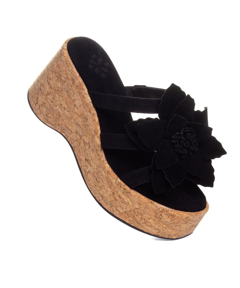 Tamanco Pixolé Anabela Flor Preto Preto 2