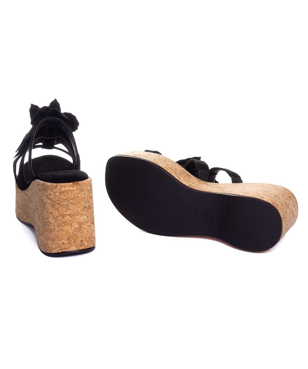 Tamanco Pixolé Anabela Flor Preto Preto 6