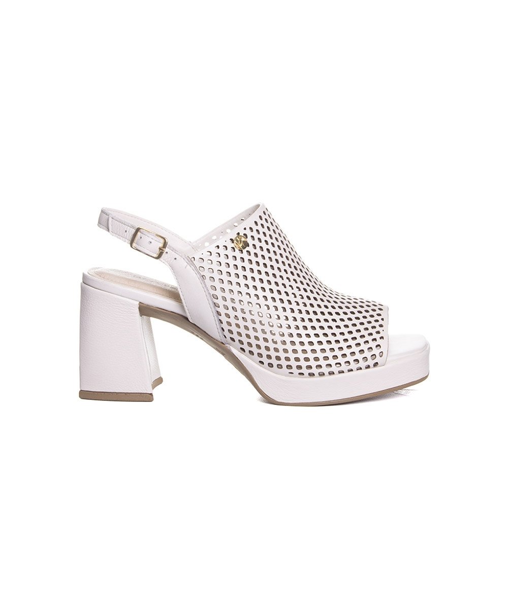 Sandália Bottero Salto Médio Couro Off White White 1