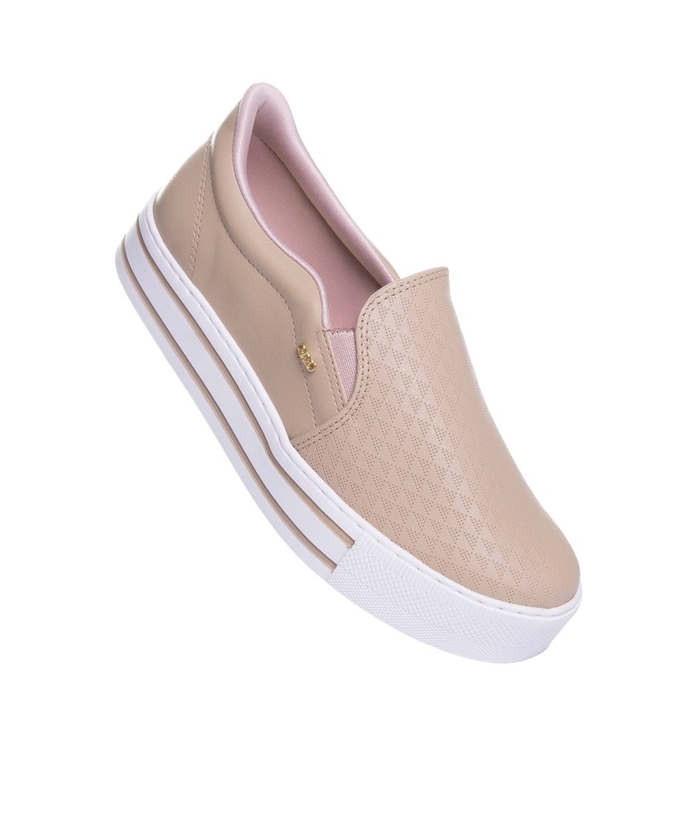 Tênis Casual Feminino Via Marte Slip On Creme Bege 2