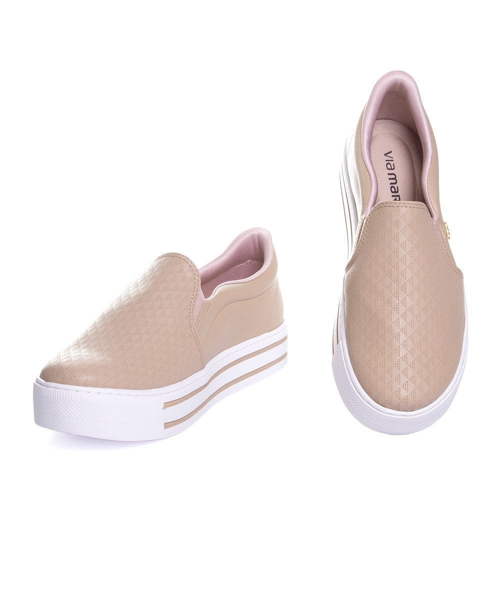 Tênis Casual Feminino Via Marte Slip On Creme Bege 4