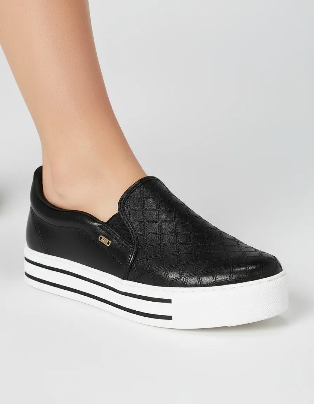 Tênis Casual Feminino Via Marte Slip On Preto Preto 3