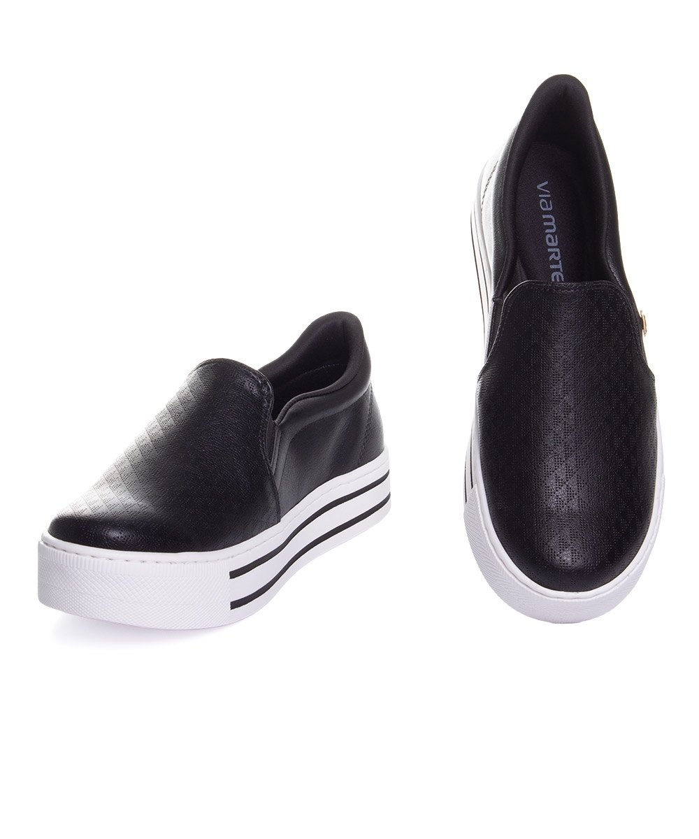 Tênis Casual Feminino Via Marte Slip On Preto Preto 5