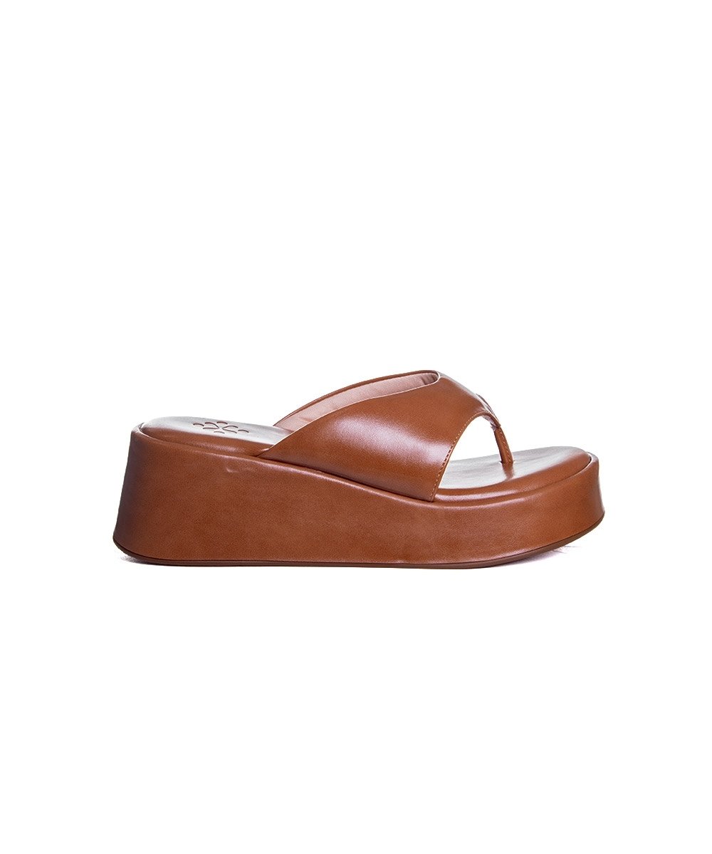 Tamanco Anabela Pixolé Salto Médio Caramelo