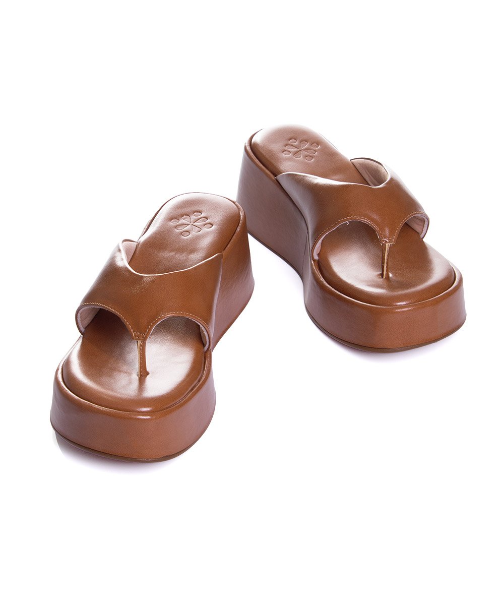 Tamanco Anabela Pixolé Salto Médio Caramelo Marrom 5