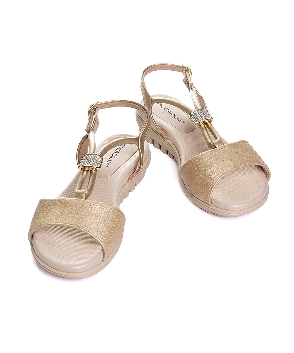 Sandália Piccadilly Marli Salto Anabela Ouro Dourado 4
