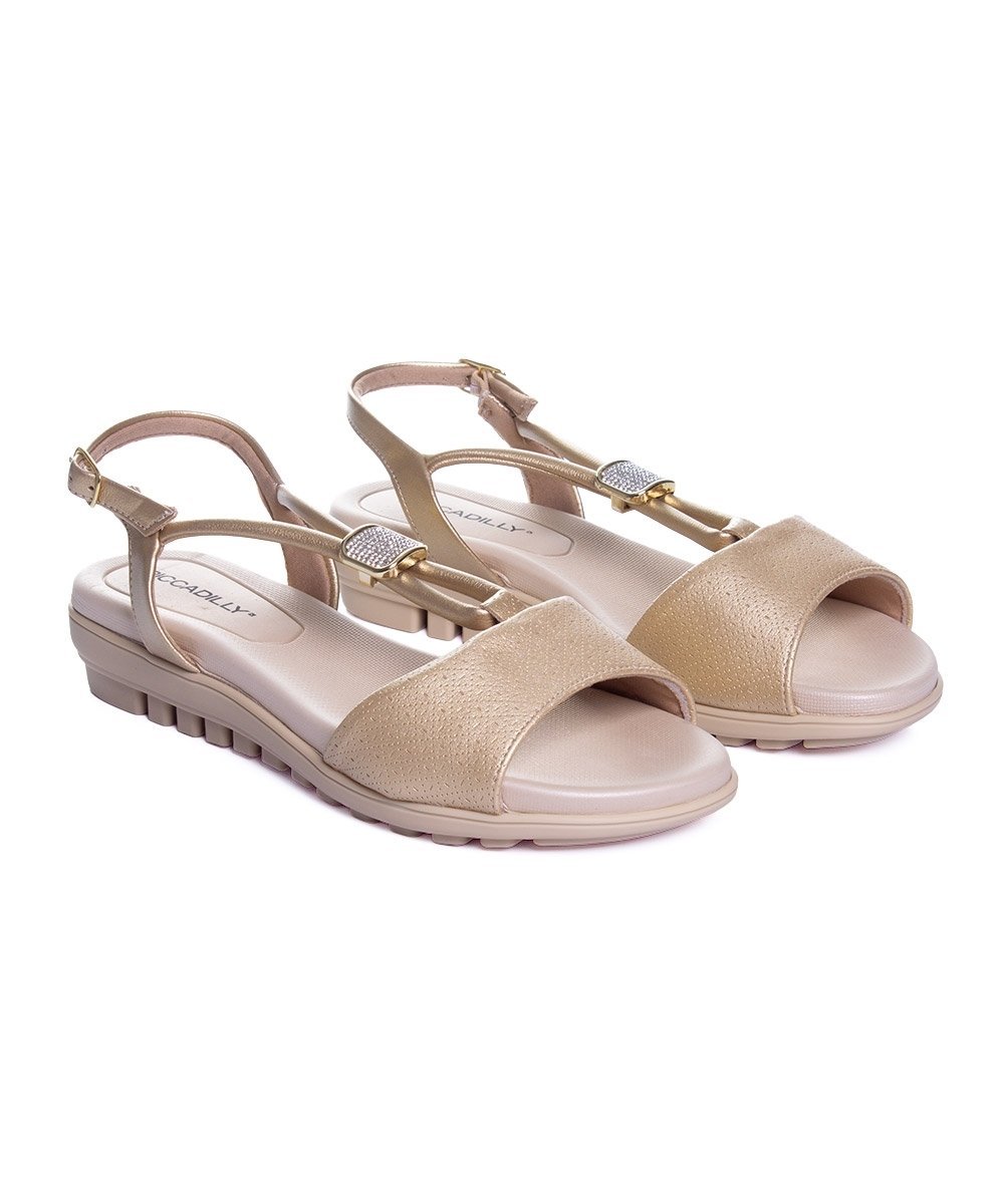 Sandália Piccadilly Marli Salto Anabela Ouro Dourado 3