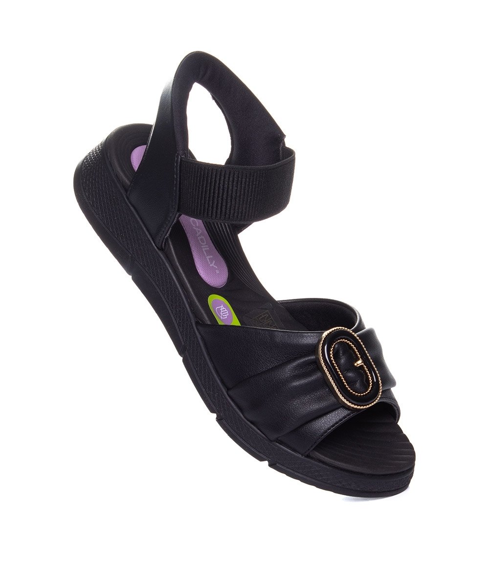 Sandália Papete Piccadilly Slipfit Anabela Preto Preto 2