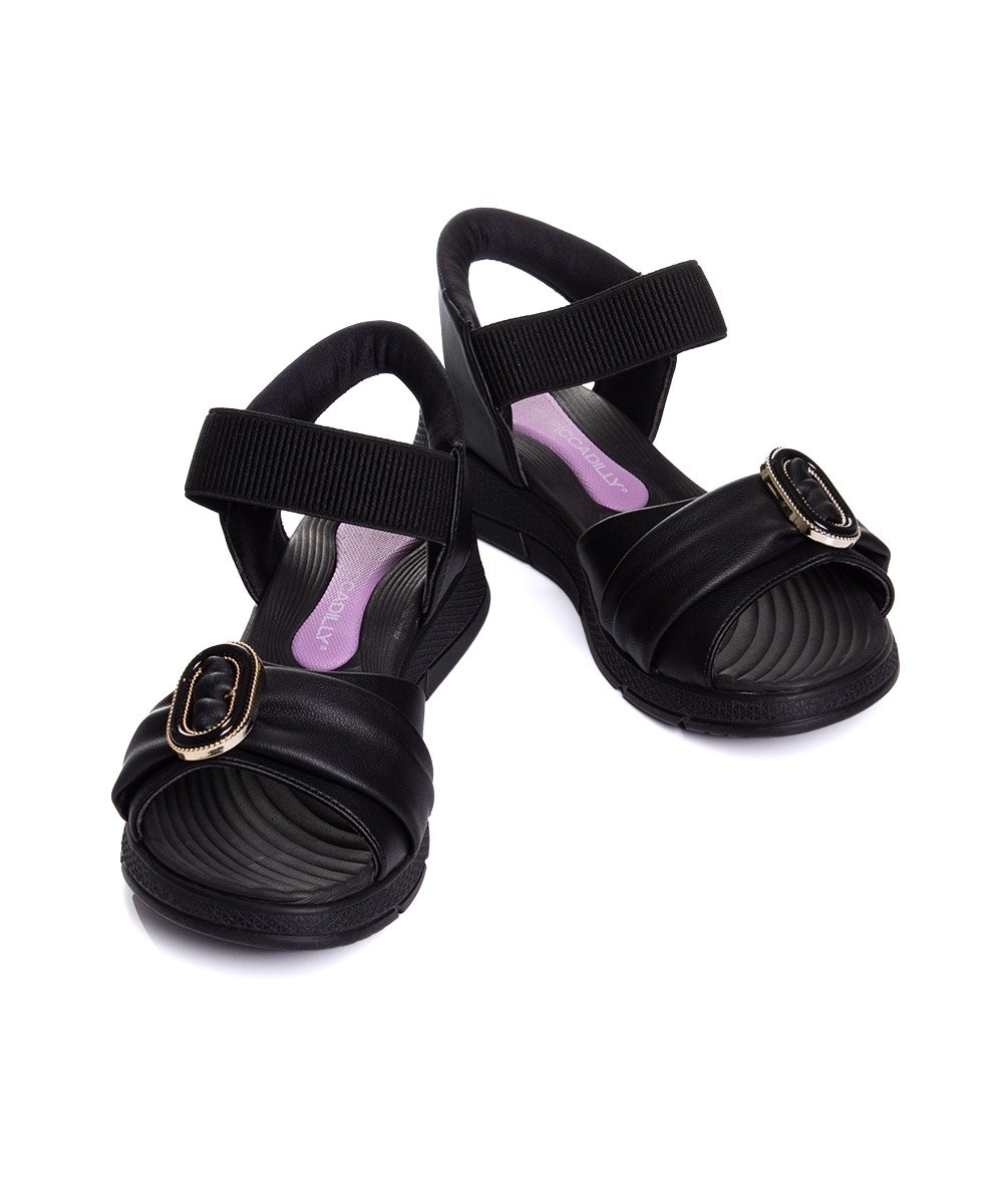 Sandália Papete Piccadilly Slipfit Anabela Preto Preto 5