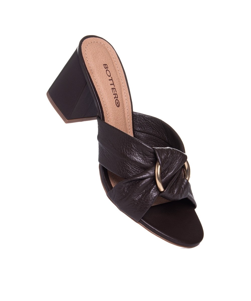 Tamanco Bottero Salto Médio Couro Marrom Marrom 2