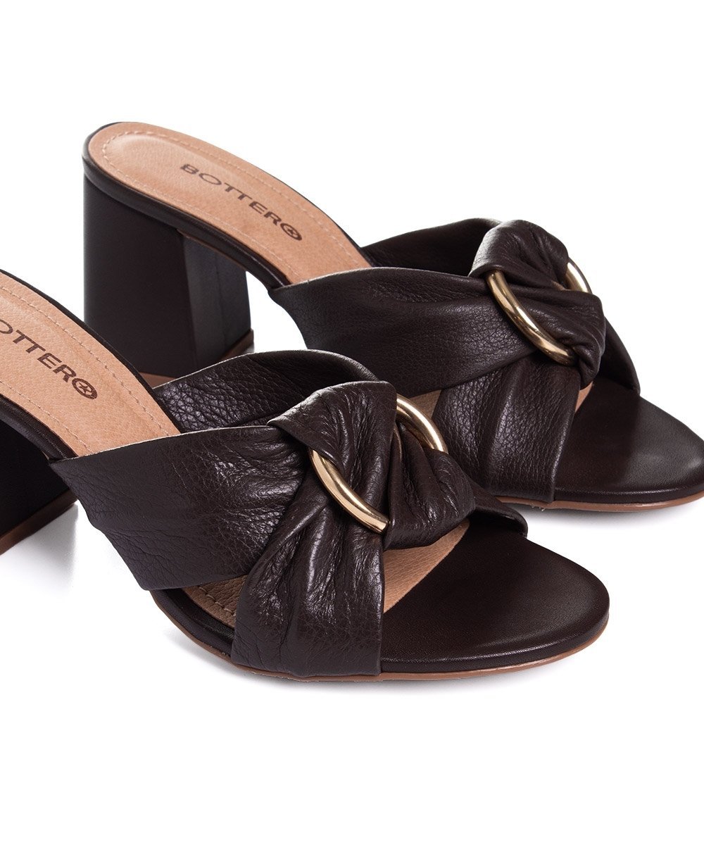 Tamanco Bottero Salto Médio Couro Marrom Marrom 4