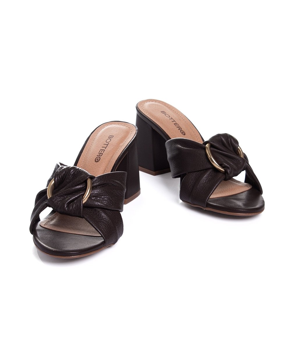 Tamanco Bottero Salto Médio Couro Marrom Marrom 5