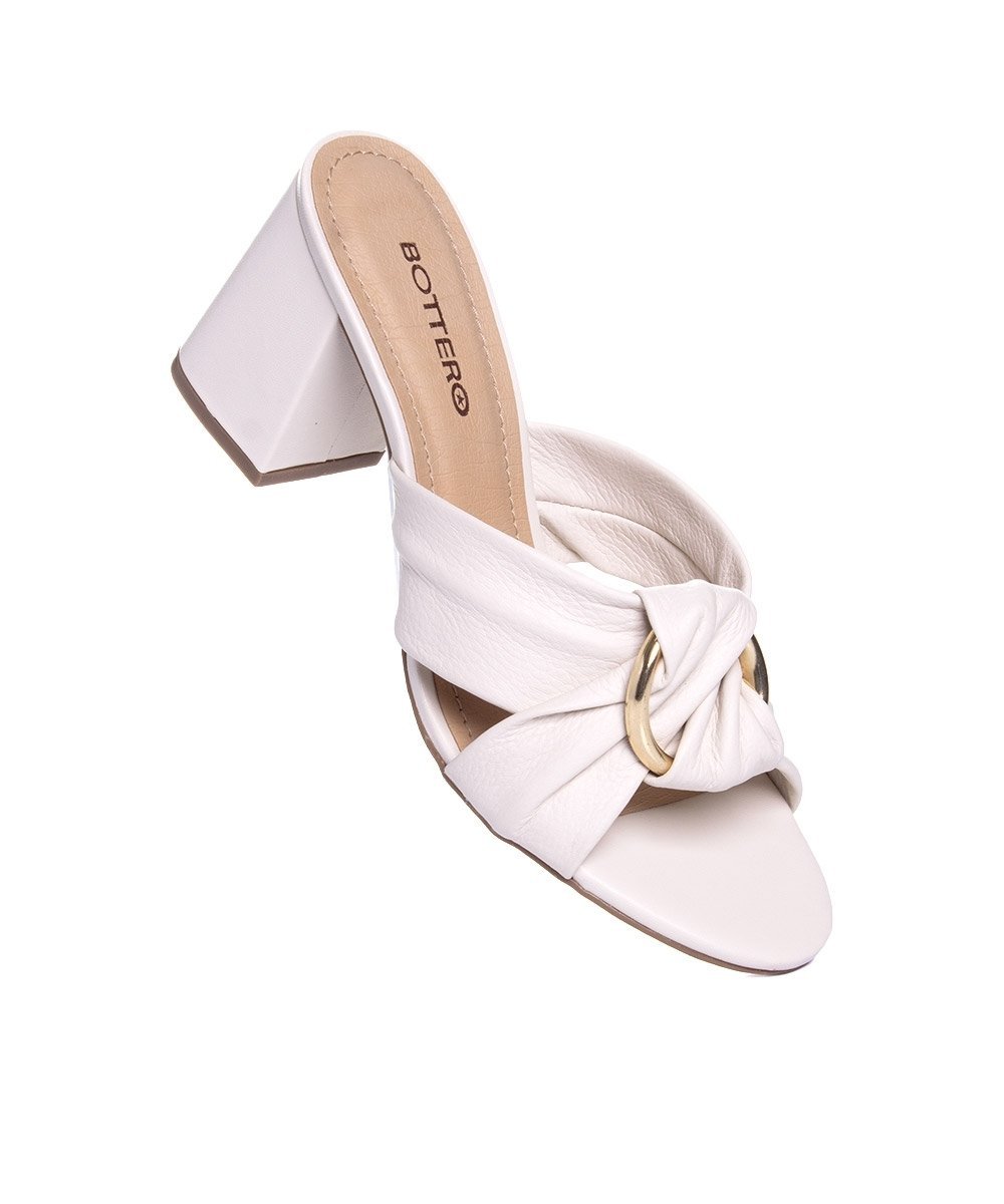 Tamanco Bottero Salto Médio Couro Off White White 2