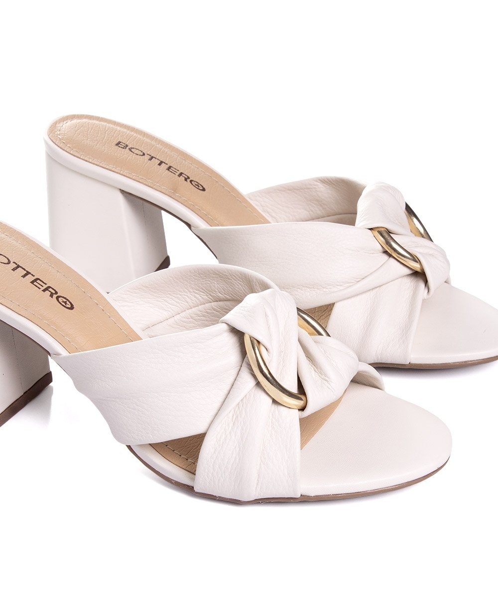 Tamanco Bottero Salto Médio Couro Off White White 4