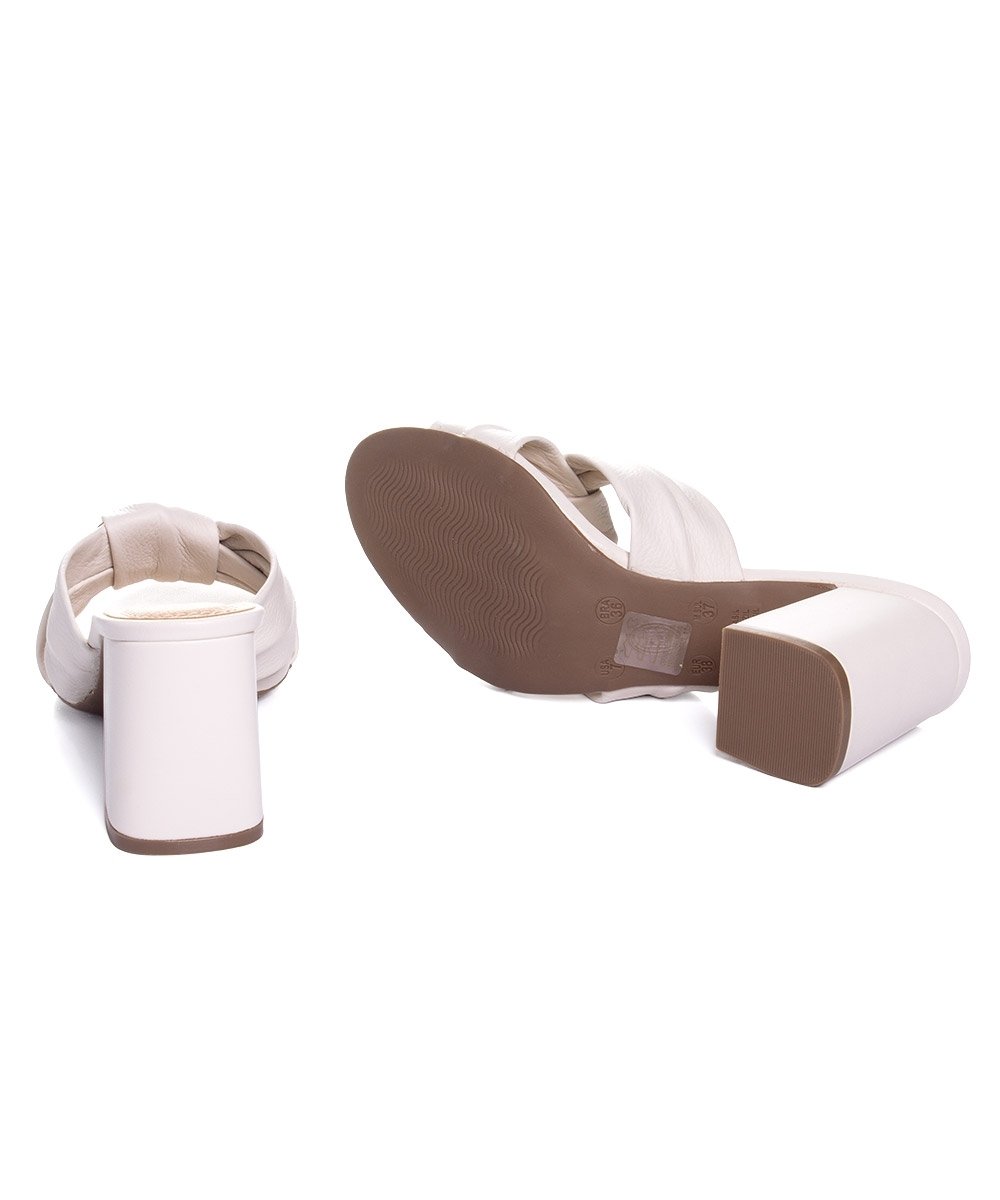 Tamanco Bottero Salto Médio Couro Off White White 6