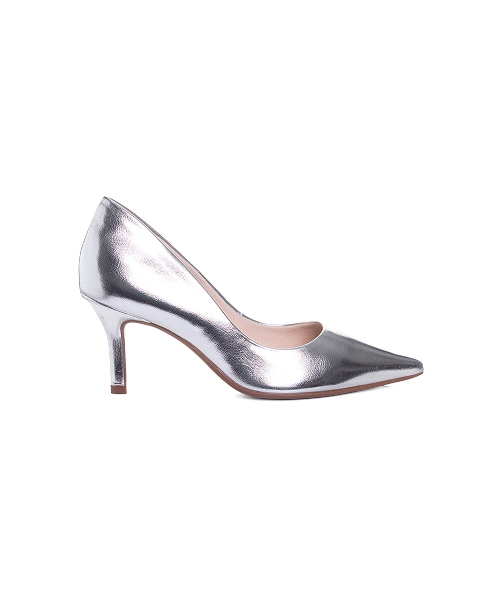 Scarpin Bebecê Salto Médio Fino Prata