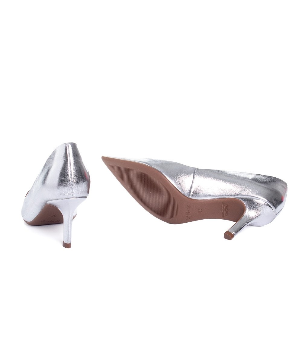 Scarpin Bebecê Salto Médio Fino Prata Prata 6