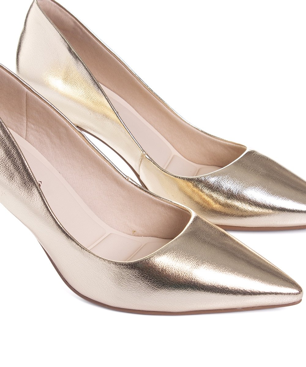 Scarpin Bebecê Salto Médio Fino Dourado Dourado 4