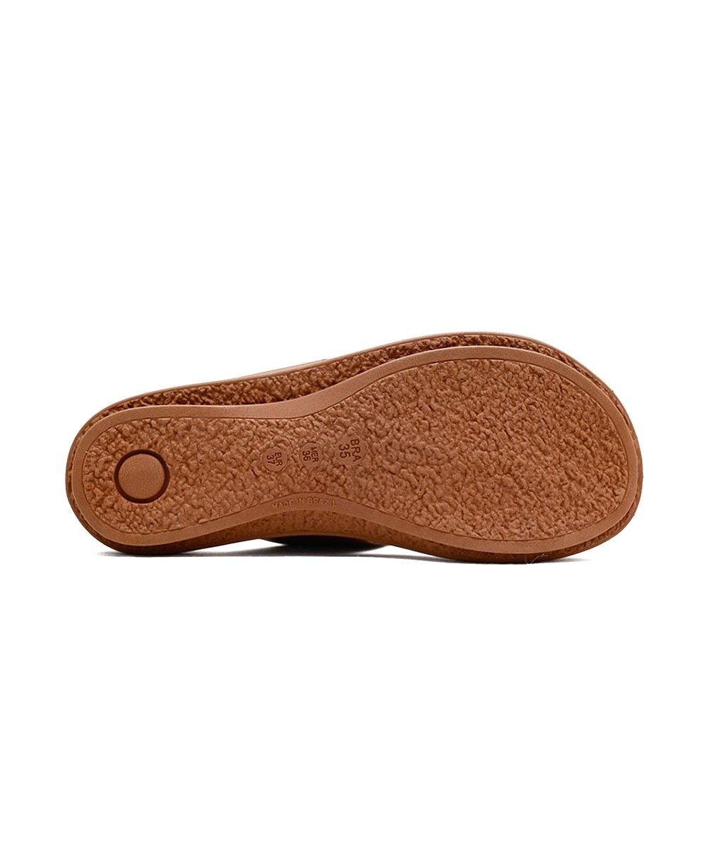 Tamanco New Face Flat Couro Caramelo Marrom 5