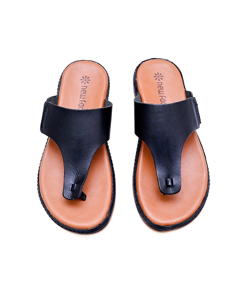 Tamanco New Face Flat Couro Preto Preto 3