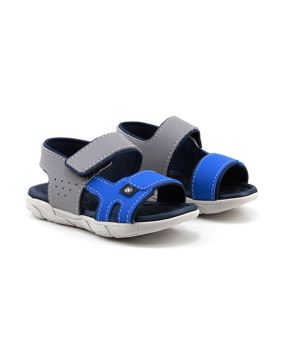Sandália Papete Infantil Molekinho Floater Cinza Cinza/Azul 4