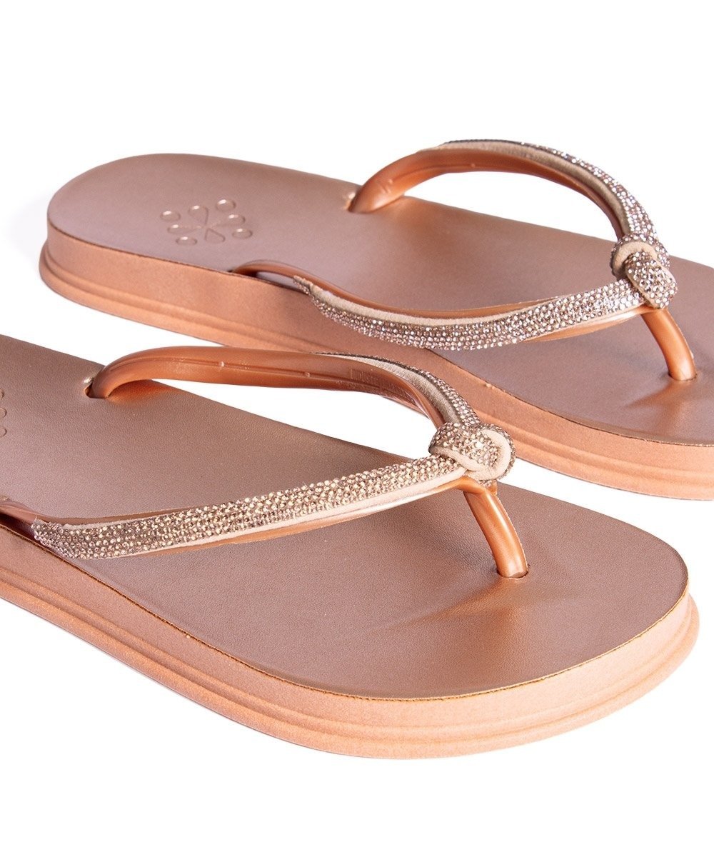 Chinelo Feminino Pixolé Strass Cobre Dourado 4