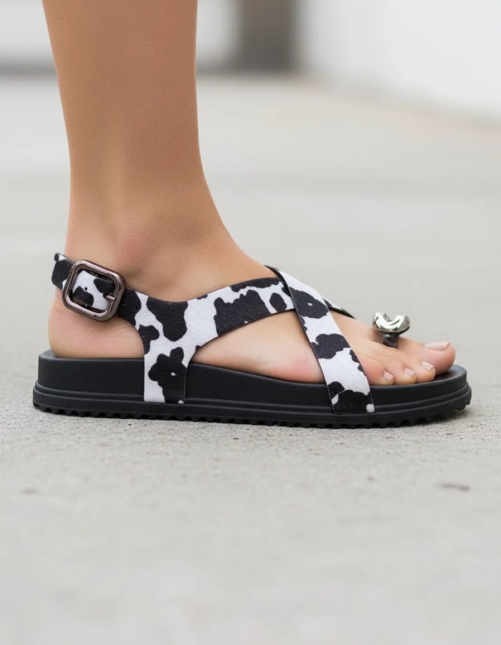 Sandália Flatform Pixolé Animal Print Branco/Preto Animal Print 3