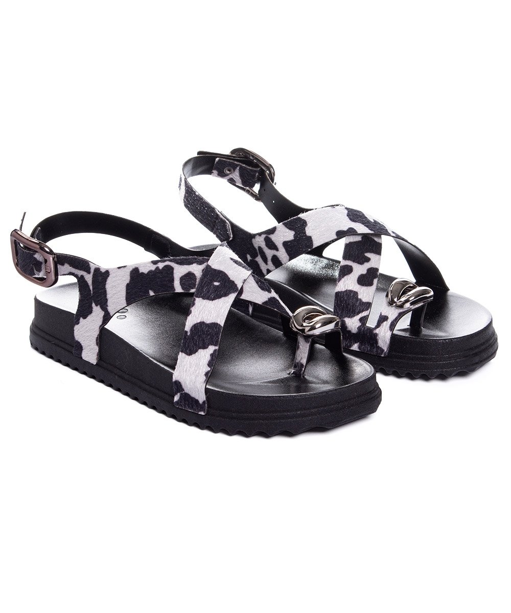 Sandália Flatform Pixolé Animal Print Branco/Preto Animal Print 5