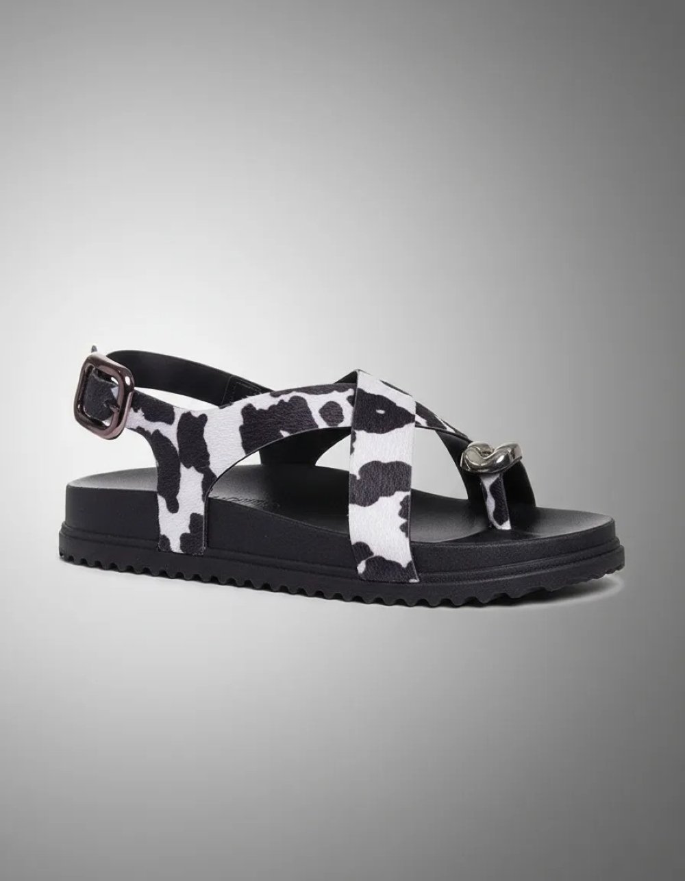 Sandália Flatform Pixolé Animal Print Branco/Preto Animal Print 7