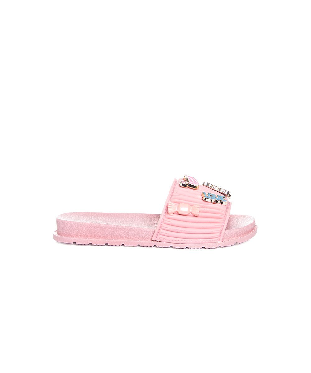 Chinelo Slide Infantil Molekinha Pins Rosa