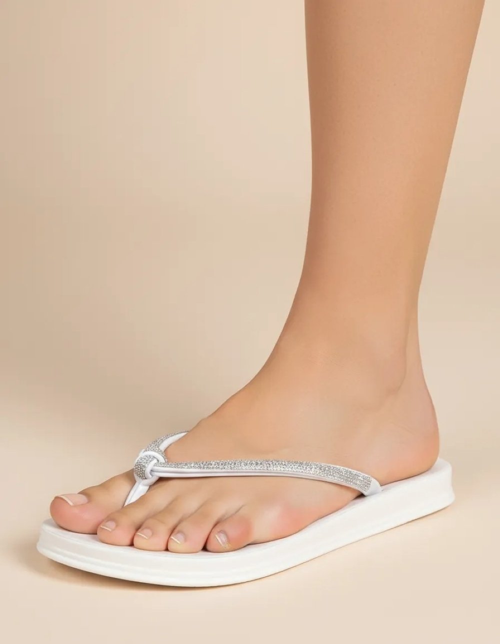 Chinelo Feminino Pixolé Strass Off White Branco 3