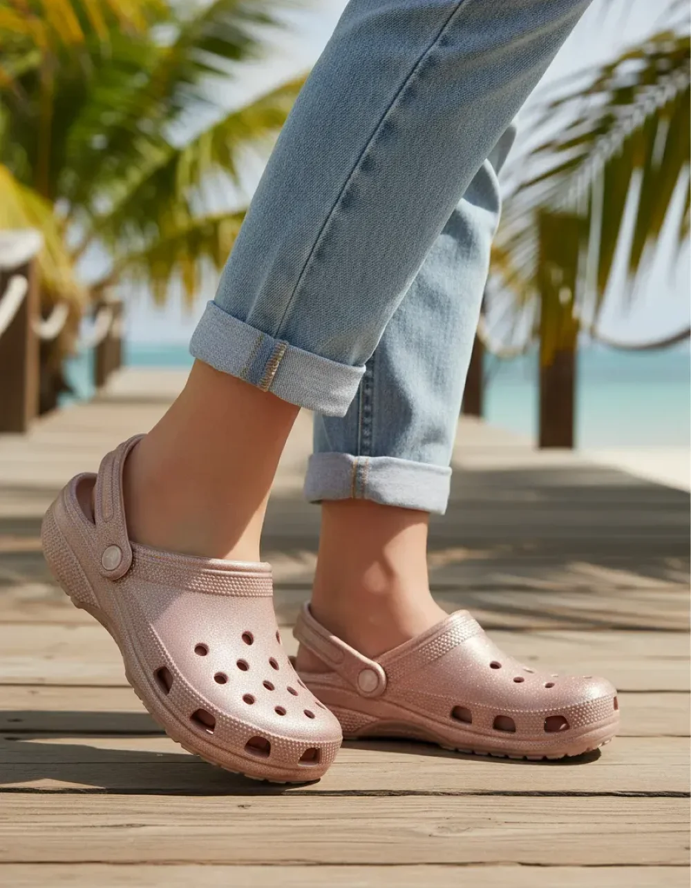 Sandália Crocs Classic Glitter Rosa Claro Rosa 2