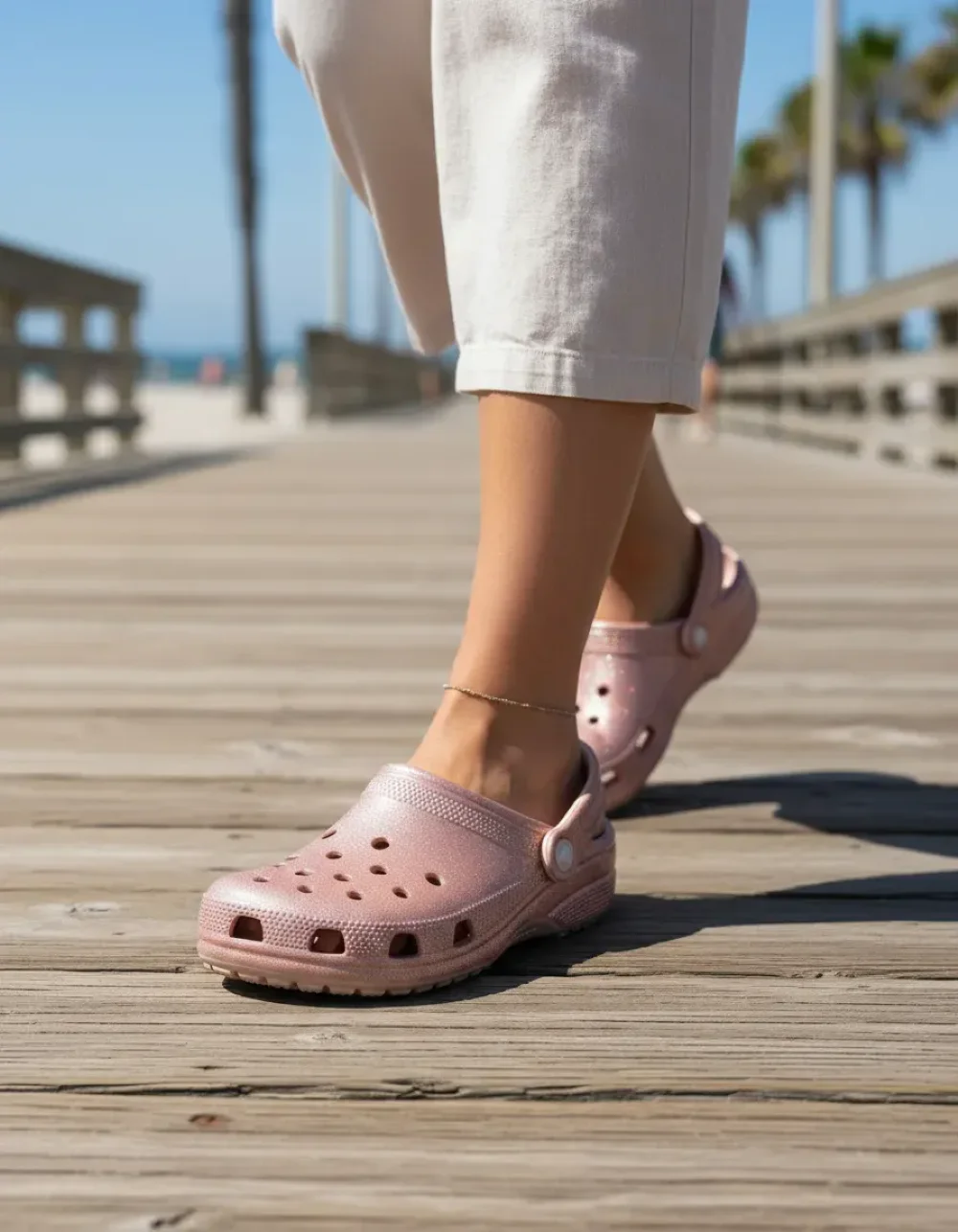 Sandália Crocs Classic Glitter Rosa Claro Rosa 5