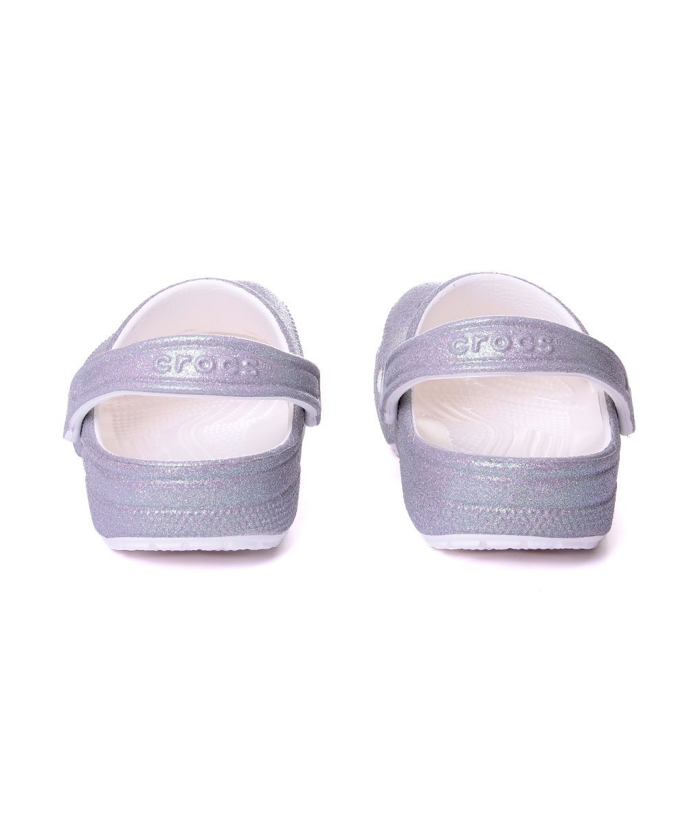 Sandália Crocs Classic Glitter Branco Prata 4